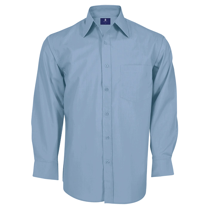 BARRON MENS BASIC POLYCOTTON LOUNGE SHIRT PALE BLUE