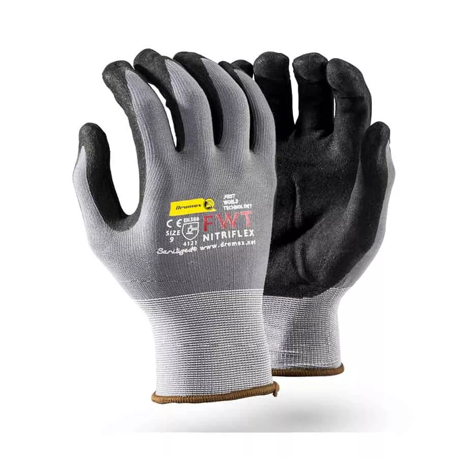 DROMEX NITRIFLEX GLOVE PALM COATED GREY/BLACK