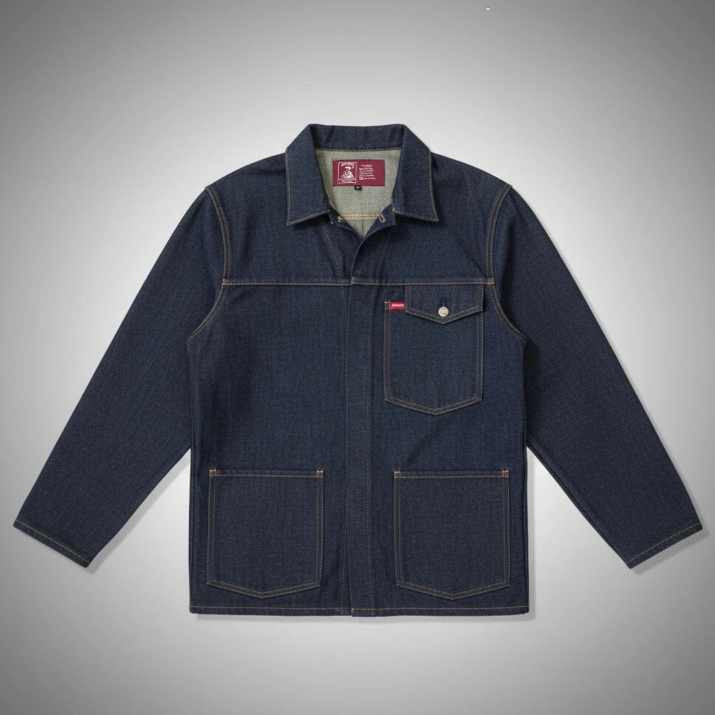 denim jacket on grey background