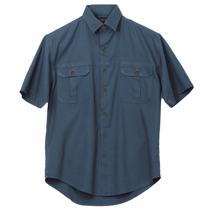 BARRON MENS PLAIN BUSH SHIRT S/S AIRFORCE BLUE