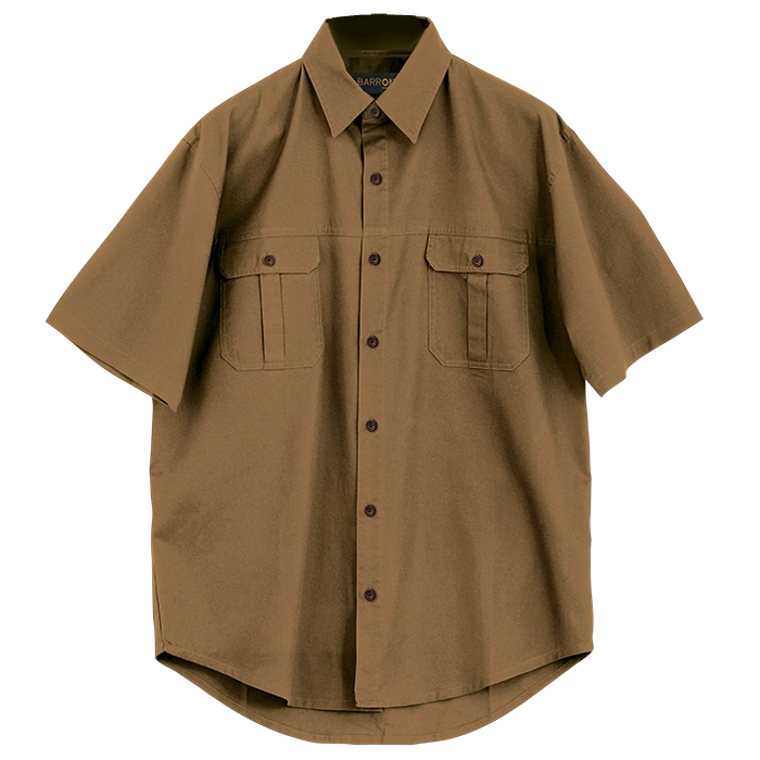 BARRON MENS PLAIN BUSH SHIRT S/S KALAHARI