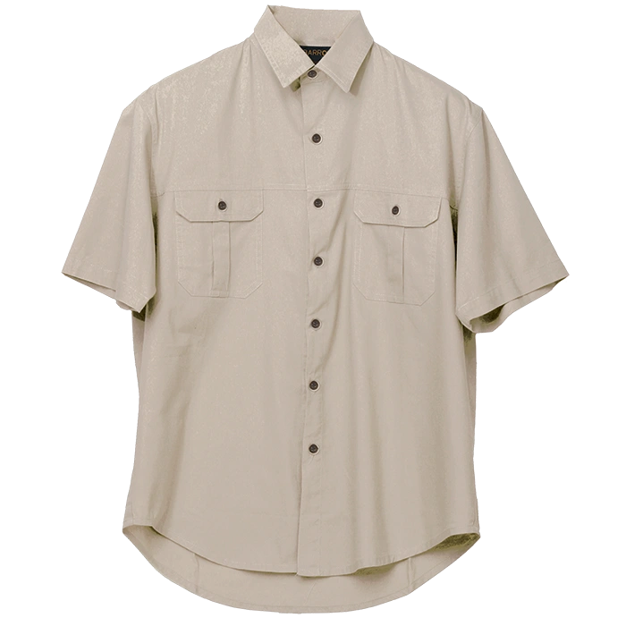 BARRON MENS PLAIN BUSH SHIRT S/S STONE