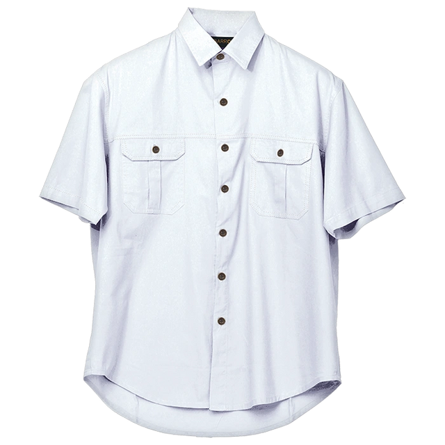 BARRON MENS PLAIN BUSH SHIRT S/S WHITE