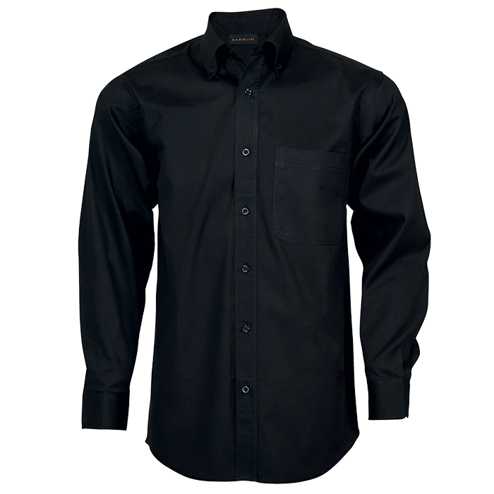 BARRON MENS BRUSHED COTTON TWILL SHIRT L/S BLACK