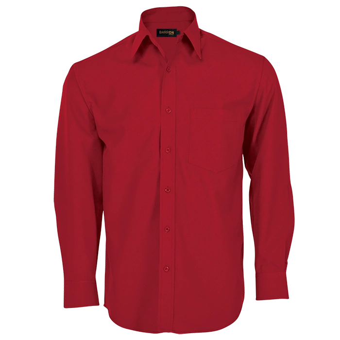 BARRON MENS BRUSHED COTTON TWILL SHIRT L/S RED