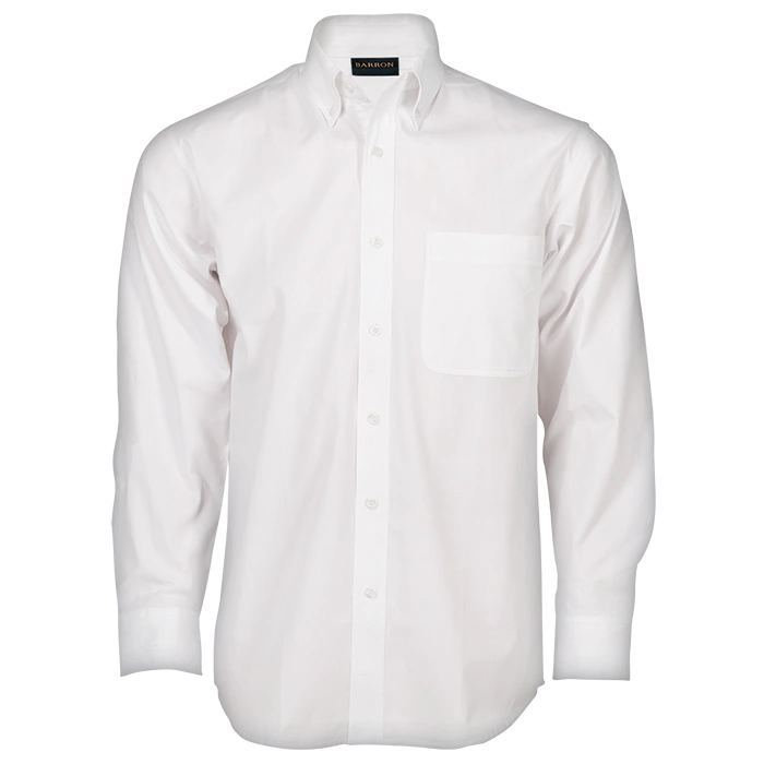 BARRON MENS BRUSHED COTTON TWILL SHIRT L/S WHITE