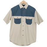 barron-mens-two-tone-bush-shirt- stone and airforce