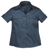 BARRON LADIES PLAIN BUSH SHIRT S/S AIRFORCE BLUE