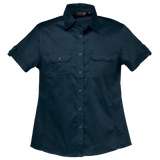 BARRON LADIES PLAIN BUSH SHIRT S/S NAVY