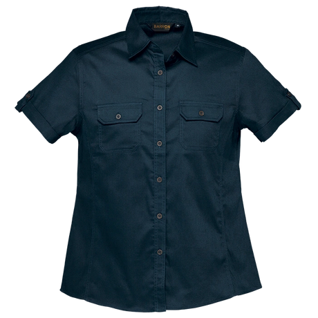 BARRON LADIES PLAIN BUSH SHIRT S/S NAVY