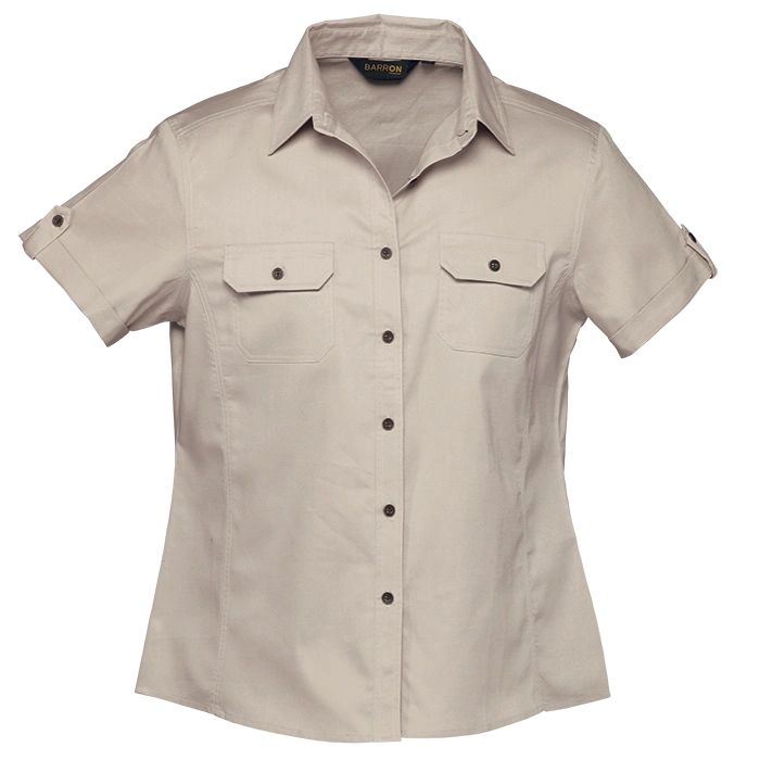 BARRON LADIES PLAIN BUSH SHIRT S/S STONE