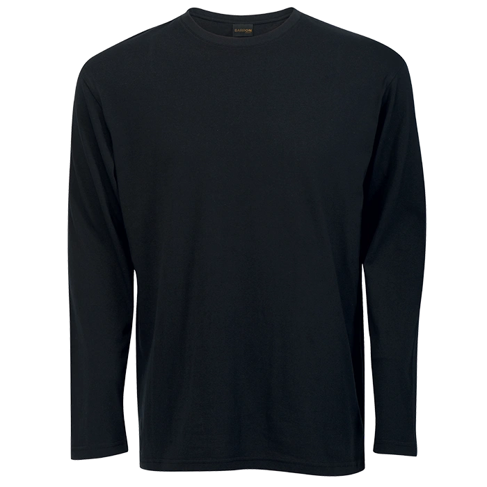 BARRON MENS T-SHIRT 145G 100% COTTON L/S  BLACK