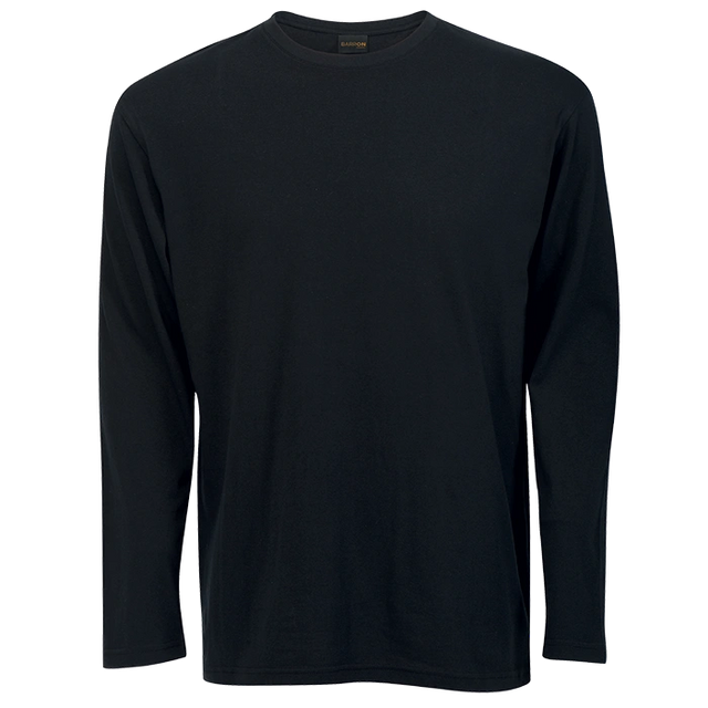 BARRON MENS T-SHIRT 145G 100% COTTON L/S  BLACK