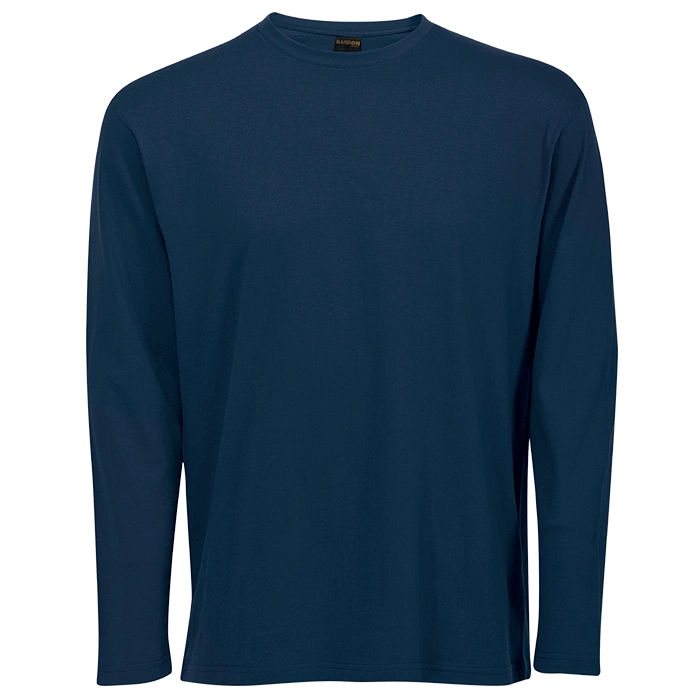 BARRON MENS T-SHIRT 145G 100% COTTON L/S NAVY