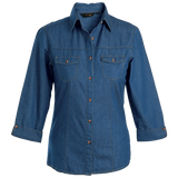 BARRON LADIES DENVER BLOUSE 3/4 SLEEVE dark denim