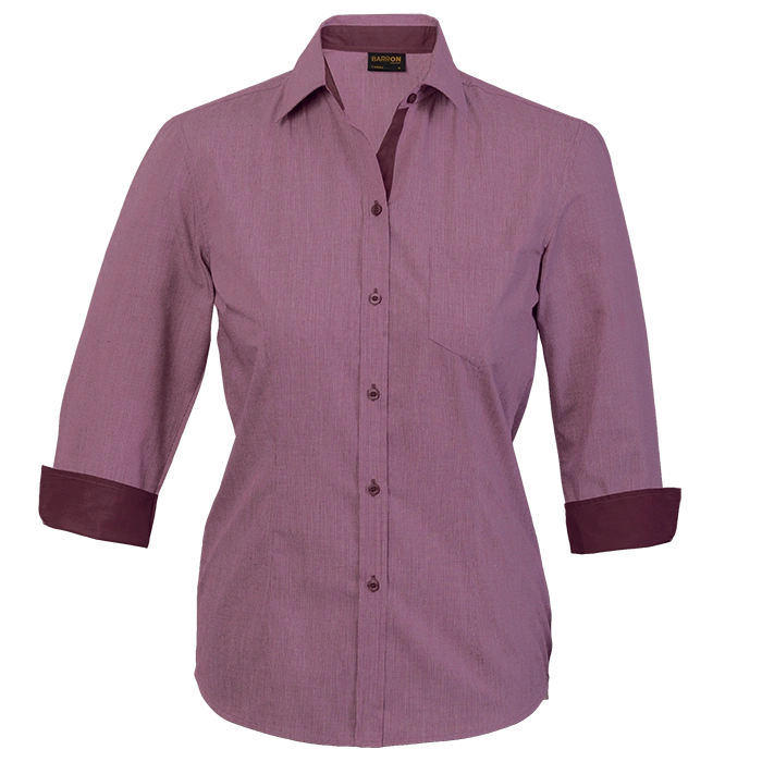 BARRON LADIES MADISON SHIRT 3/4 SLEEVES  WINE RED