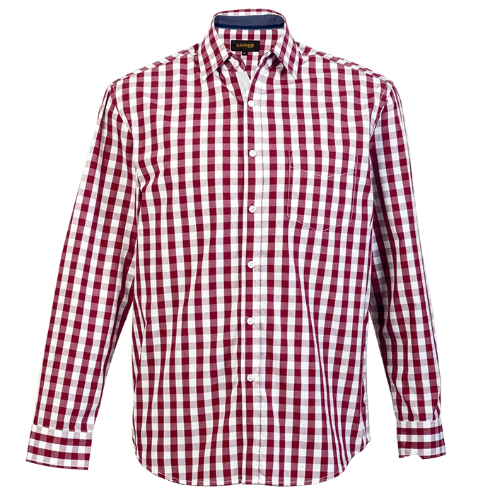 BARRON MENS CEDAR LOUNGE SHIRT L/S WINE RED