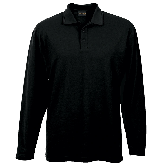 BARRON PIQUE KNIT GOLF SHIRT 175G L/S BLACK