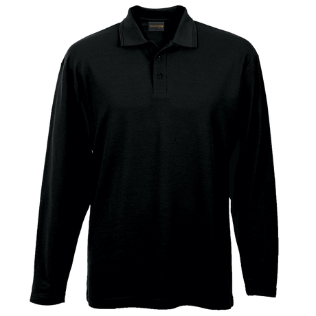 BARRON PIQUE KNIT GOLF SHIRT 175G L/S BLACK