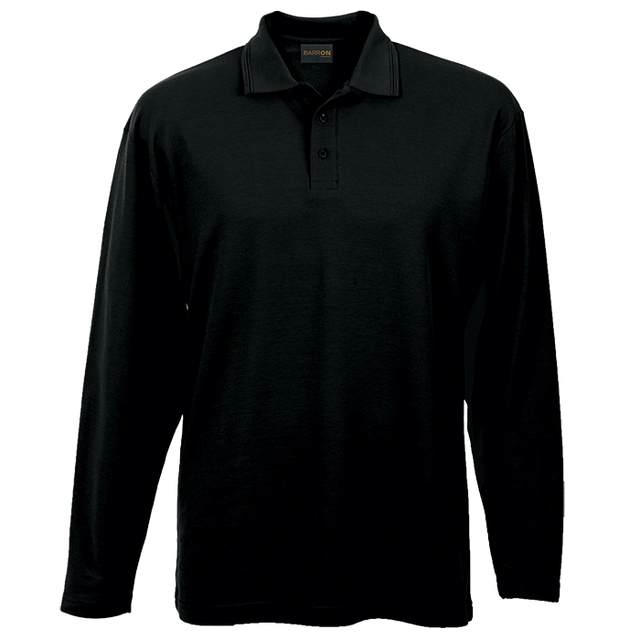 BARRON PIQUE KNIT GOLF SHIRT 175G L/S BLACK