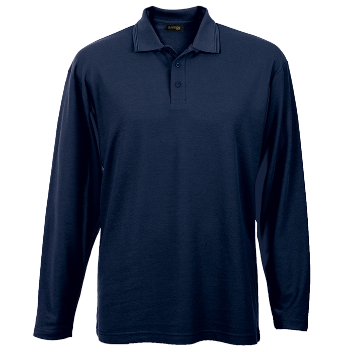 BARRON PIQUE KNIT GOLF SHIRT 175G L/S NAVY