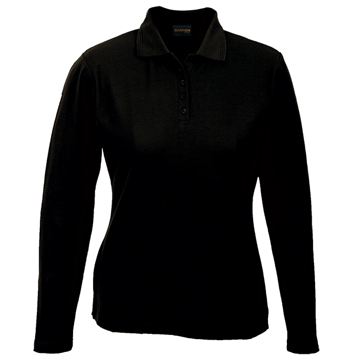 BARRON LADIES PIQUE KNIT GOLF SHIRT 175G L/S BLACK