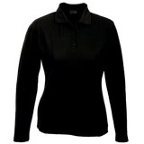 BARRON LADIES PIQUE KNIT GOLF SHIRT 175G L/S BLACK