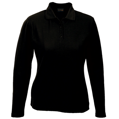 BARRON LADIES PIQUE KNIT GOLF SHIRT 175G L/S BLACK