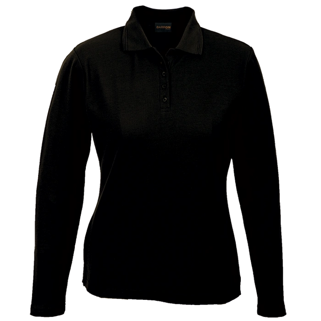 BARRON LADIES PIQUE KNIT GOLF SHIRT 175G L/S BLACK