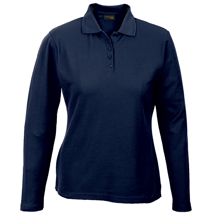 BARRON LADIES PIQUE KNIT GOLF SHIRT 175G L/S NAVY