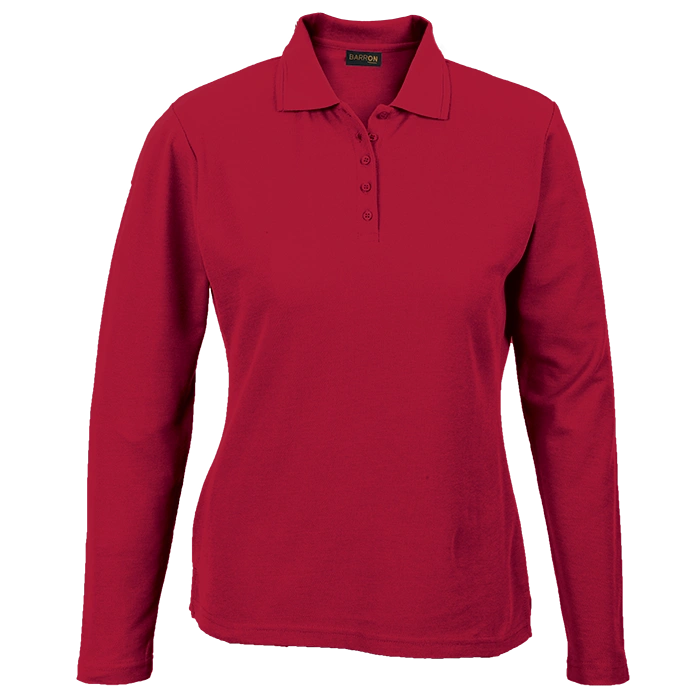 BARRON LADIES PIQUE KNIT GOLF SHIRT 175G L/S RED