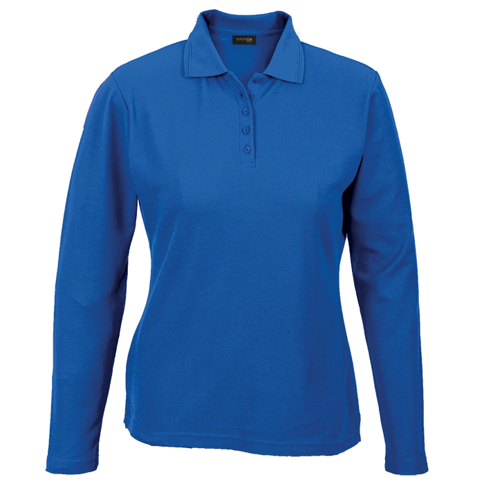 BARRON LADIES PIQUE KNIT GOLF SHIRT 175G L/S ROYAL BLUE