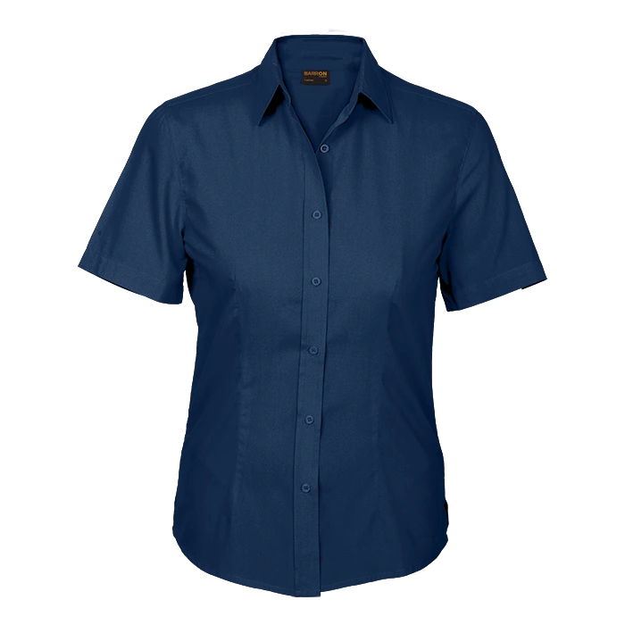 BARRON LADIES BASIC POLYCOTTON BLOUSE S/S navy