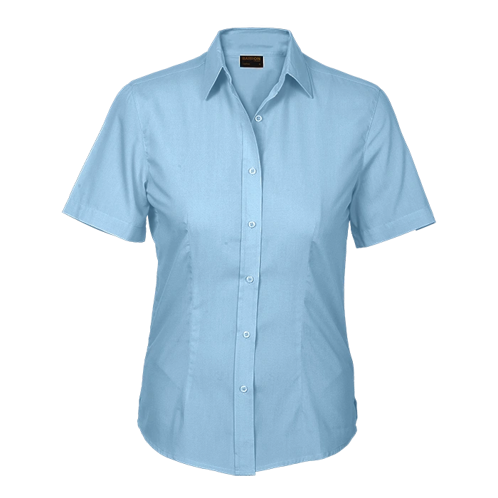 BARRON LADIES BASIC POLYCOTTON BLOUSE S/S skyblue