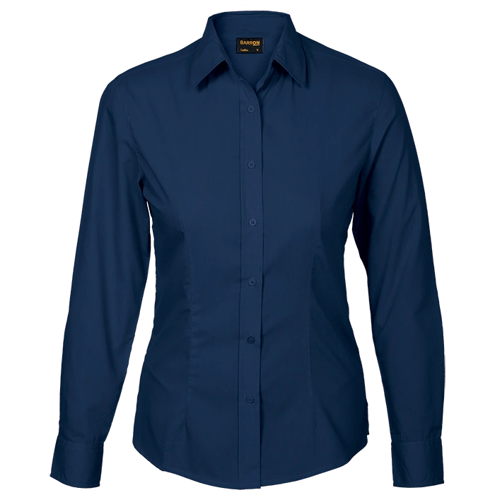 BARRON LADIES BASIC POLYCOTTON BLOUSE L/S navy