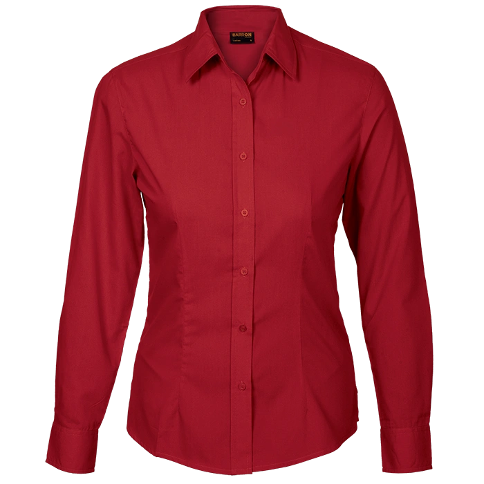 BARRON LADIES BASIC POLYCOTTON BLOUSE L/S red