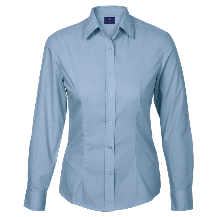 BARRON LADIES BASIC POLYCOTTON BLOUSE L/S paleblue