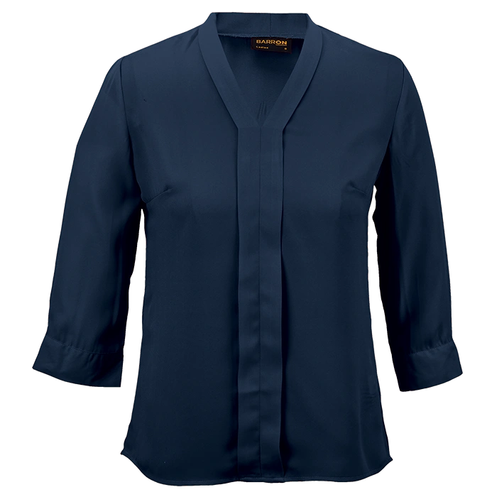 BARRON LADIES TULIP BLOUSE 3/4 NAVY