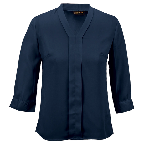 BARRON LADIES TULIP BLOUSE 3/4 NAVY