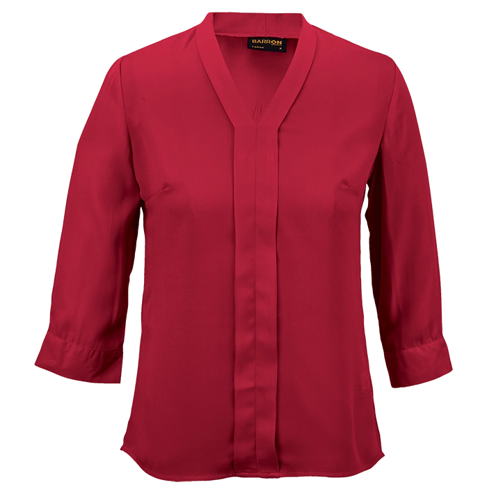 BARRON LADIES TULIP BLOUSE 3/4 RED