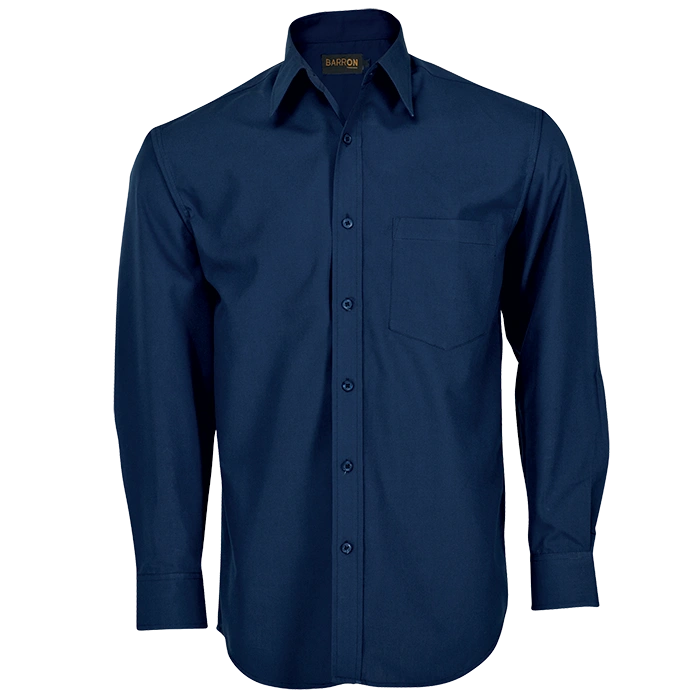 BARRON MENS BASIC POLYCOTTON LOUNGE SHIRT NAVY