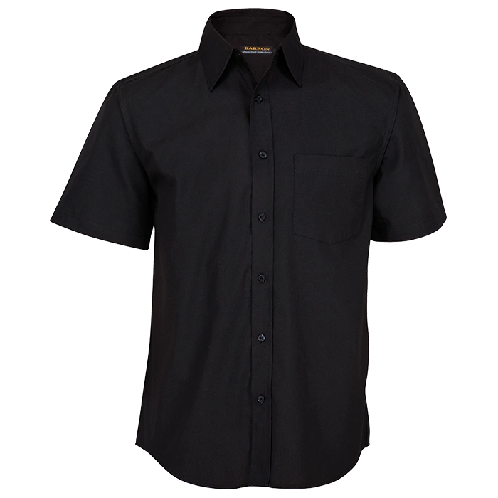 BARRON MENS BASIC POLYCOTTON SHIRT S/S BLACK