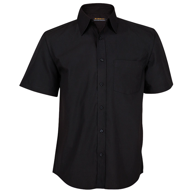 BARRON MENS BASIC POLYCOTTON SHIRT S/S BLACK