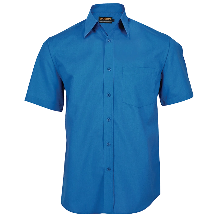 BARRON MENS BASIC POLYCOTTON SHIRT S/S FRENCH BLUE