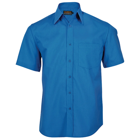 BARRON MENS BASIC POLYCOTTON SHIRT S/S FRENCH BLUE