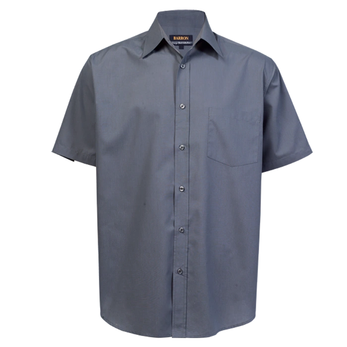 BARRON MENS BASIC POLYCOTTON SHIRT S/S GREY