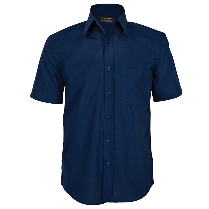 BARRON MENS BASIC POLYCOTTON SHIRT S/S NAVY