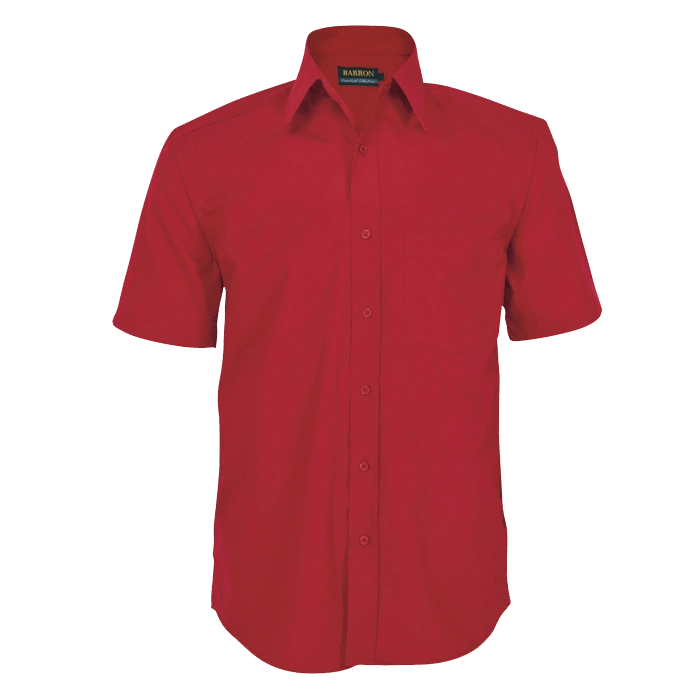 BARRON MENS BASIC POLYCOTTON SHIRT S/S RED