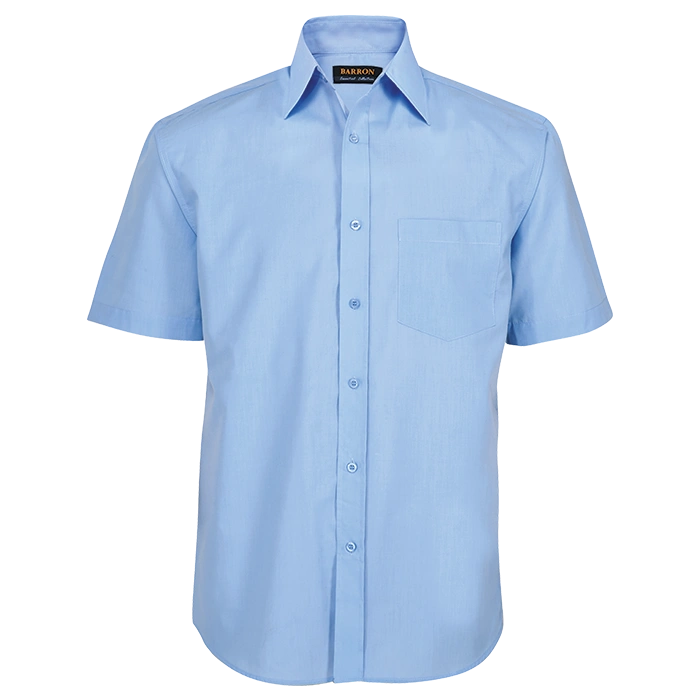 BARRON MENS BASIC POLYCOTTON SHIRT S/S SKYBLUE