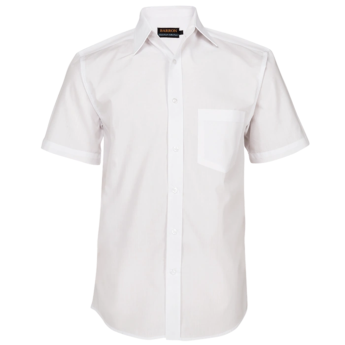 BARRON MENS BASIC POLYCOTTON SHIRT S/S WHITE